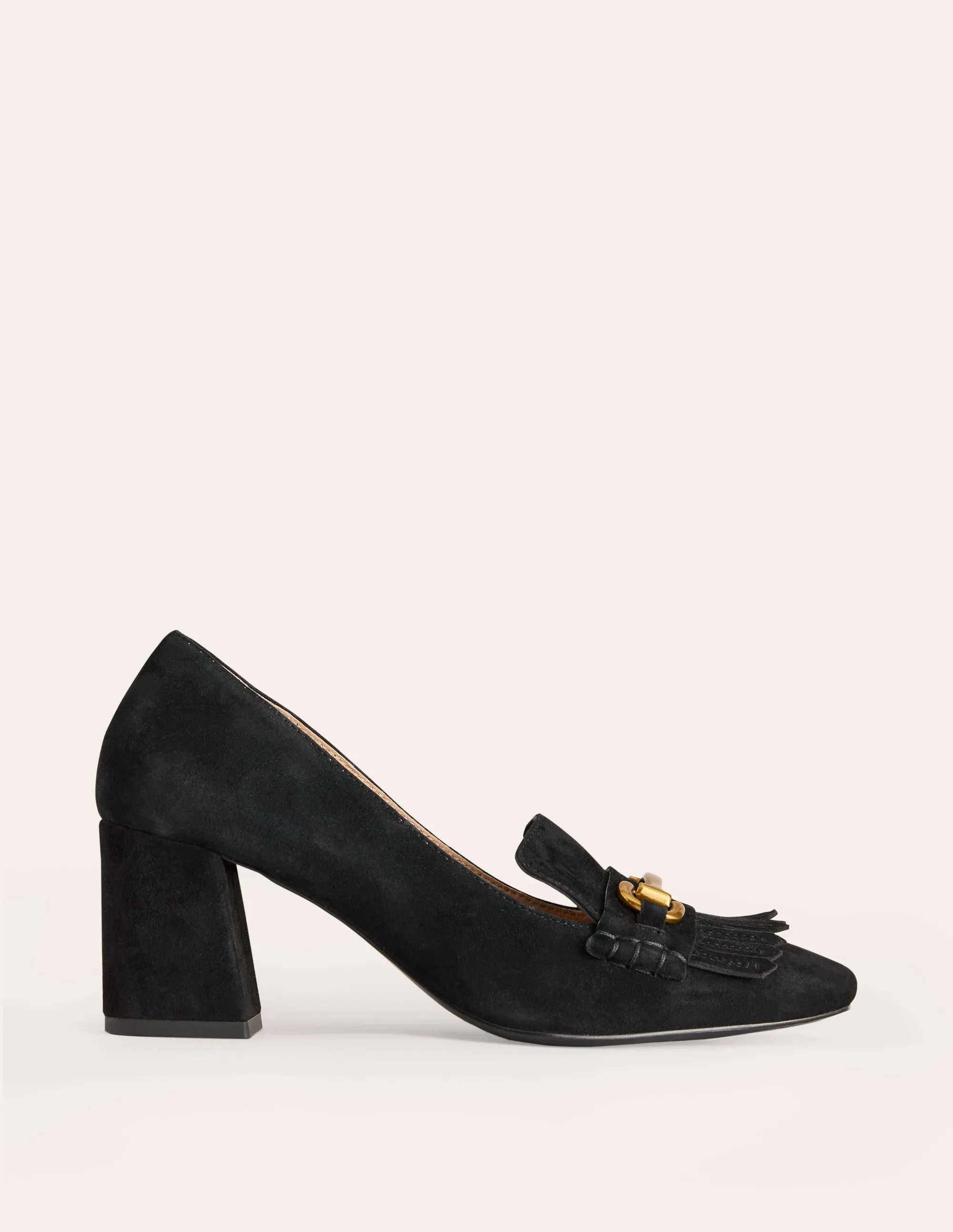 Iris Ghillie Heeled Loafers-Black Suede