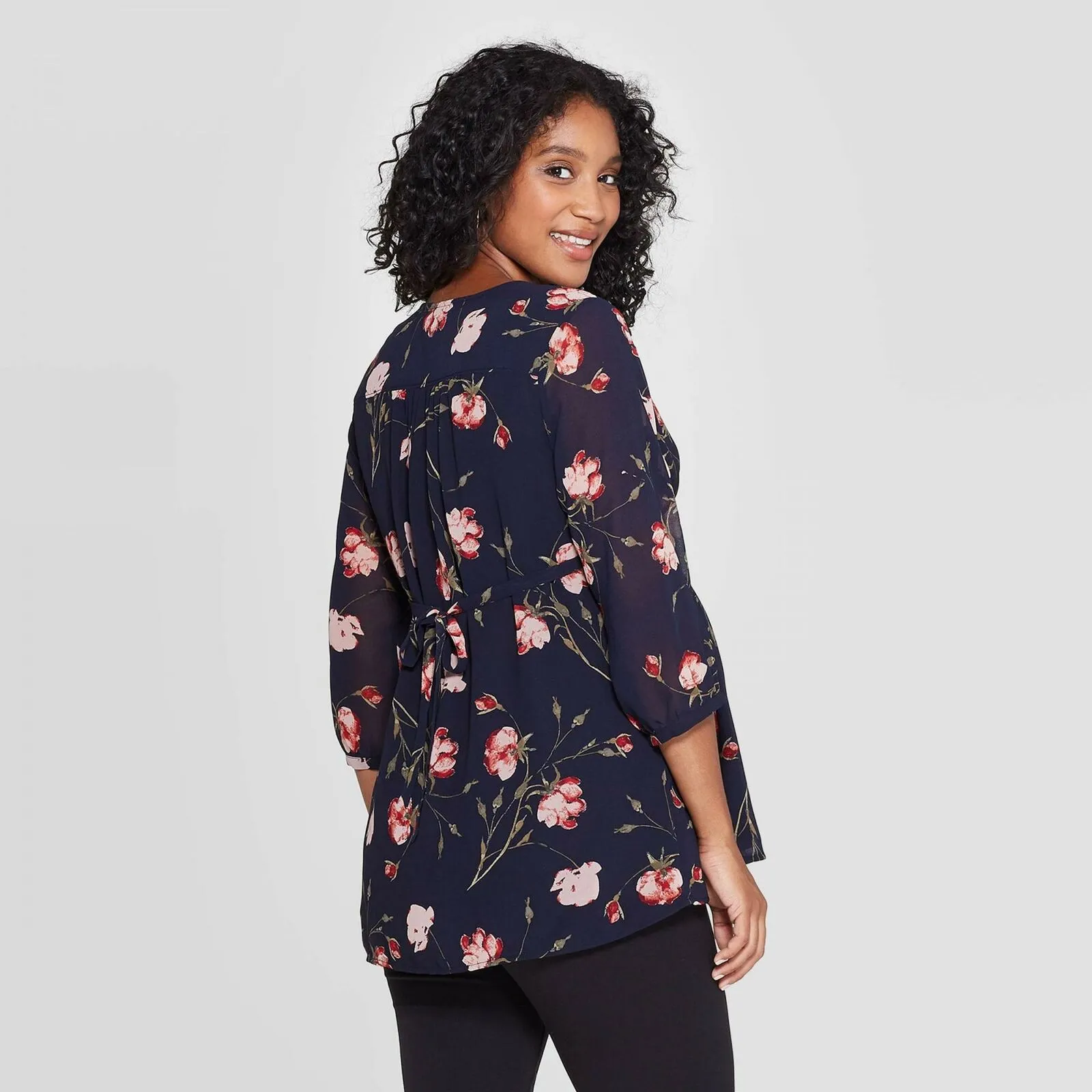 Isabel Maternity by Ingrid & Isabel Floral 3/4 Sleeve Button Front Blouse