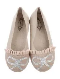 JOY FOLIE Girls' Pippa Glitter Flats - Almond