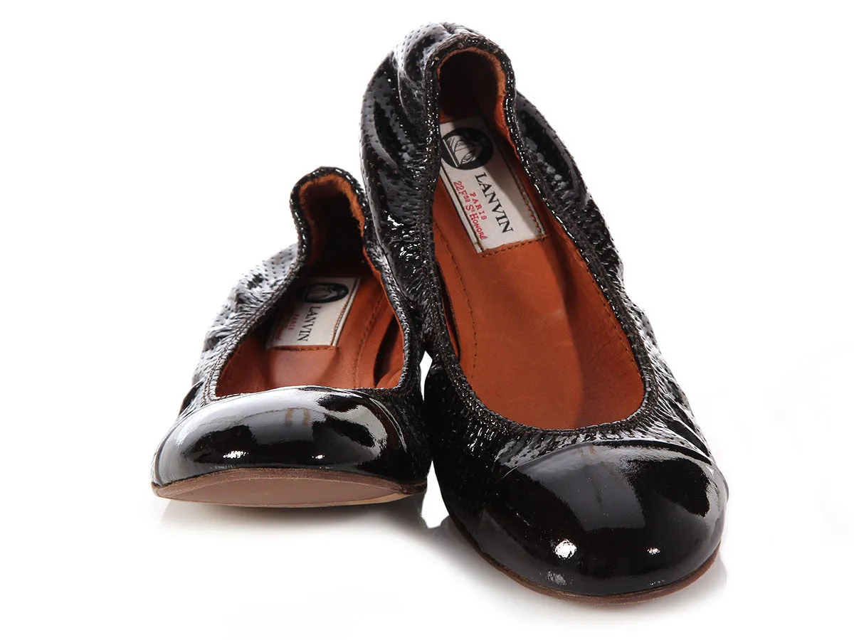 Lanvin Brown Perforated Cap Toe Ballet Flats