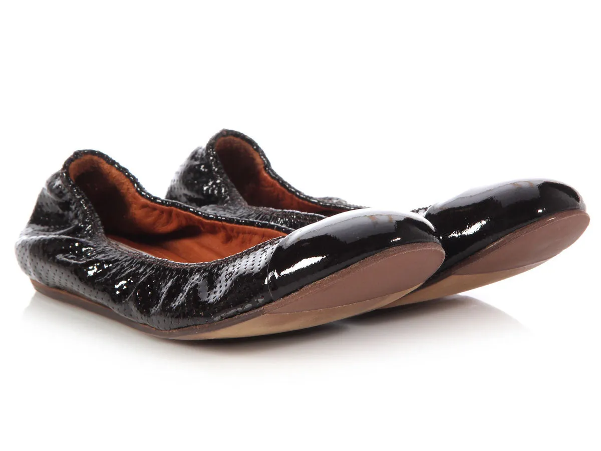 Lanvin Brown Perforated Cap Toe Ballet Flats