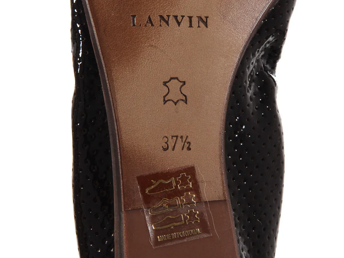 Lanvin Brown Perforated Cap Toe Ballet Flats