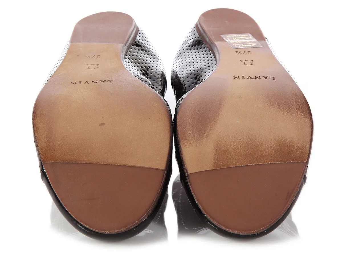 Lanvin Brown Perforated Cap Toe Ballet Flats