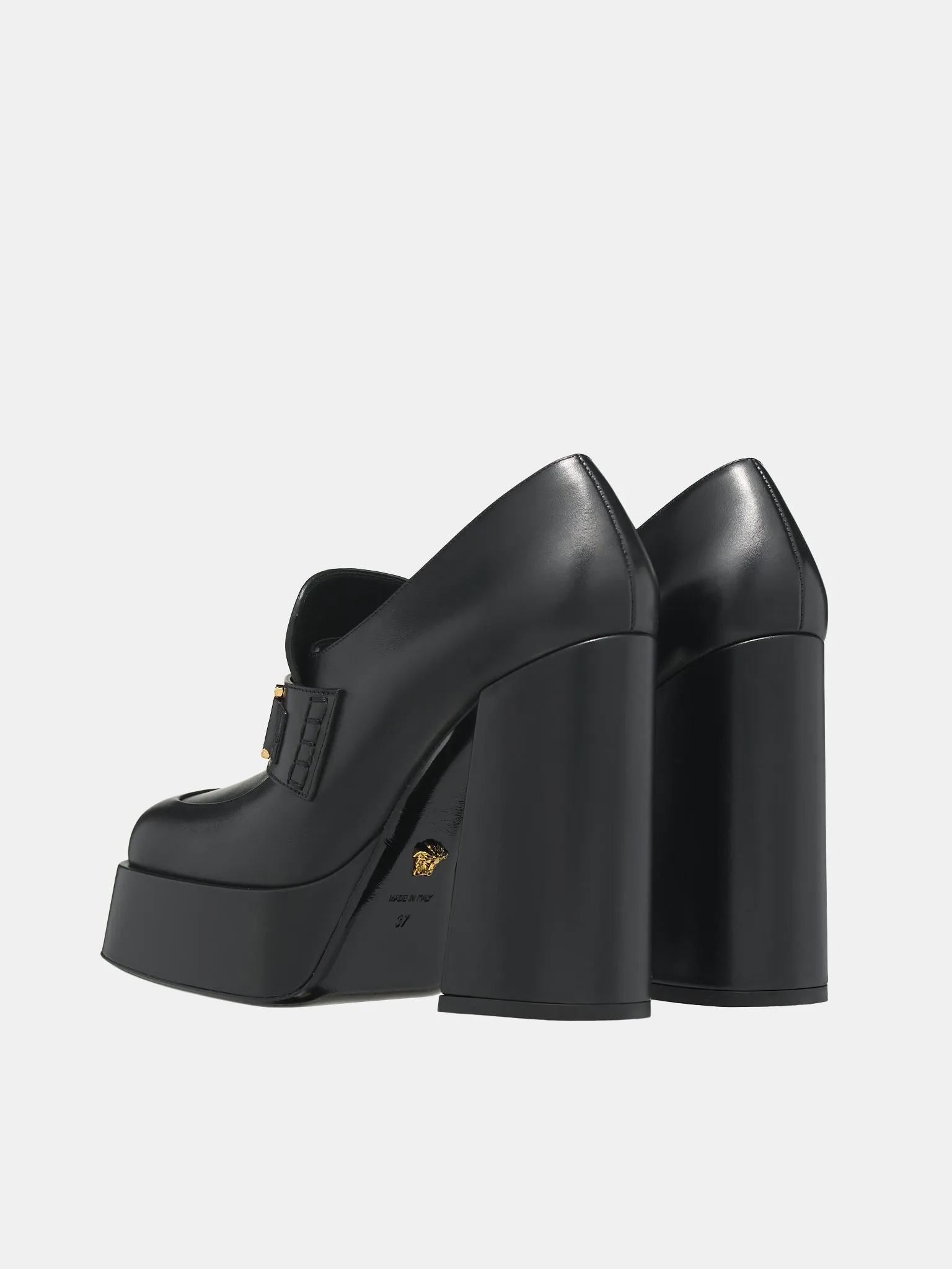 Leather Platform Loafers (1010175-DVT2P-BLACK-GOLD)