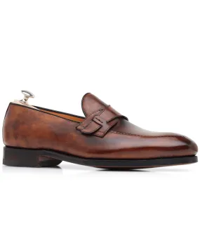 Leather Single Monkstrap Loafer in Bruciato