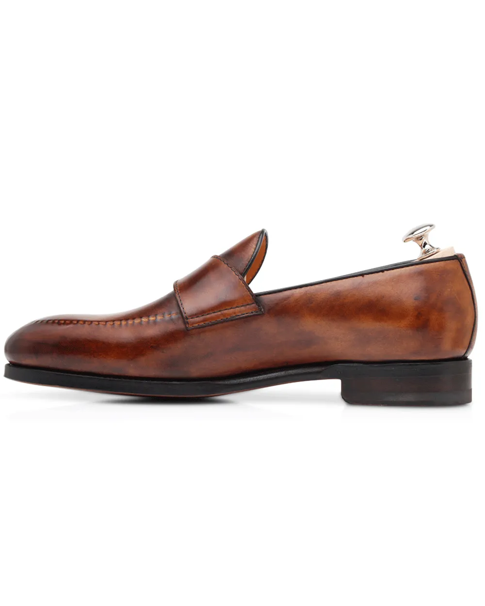 Leather Single Monkstrap Loafer in Bruciato