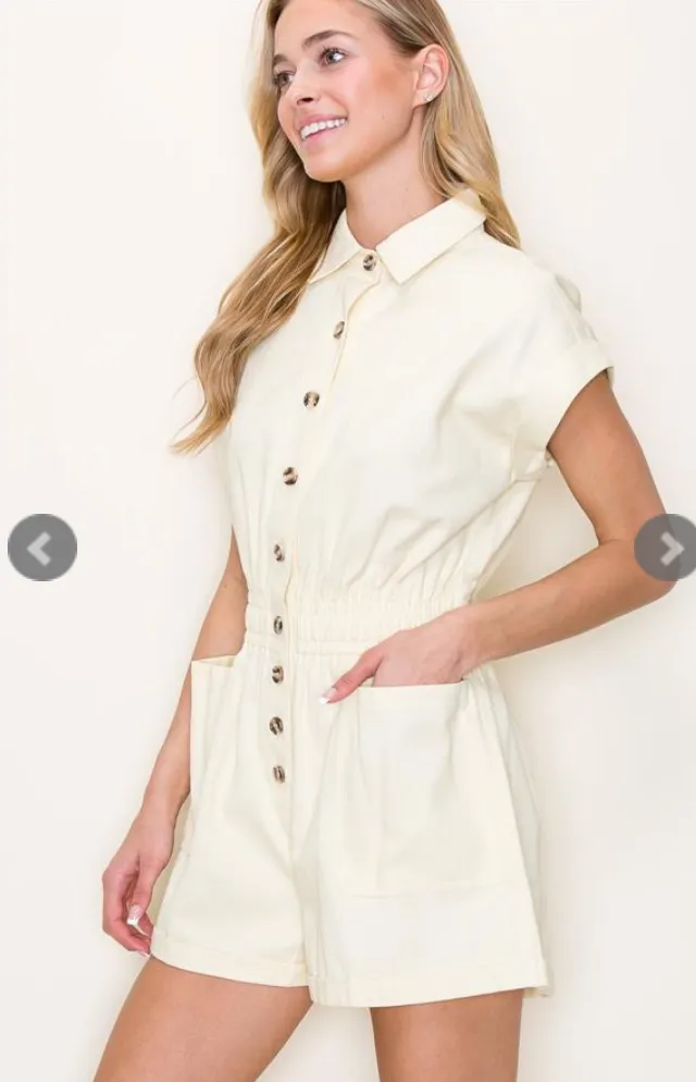 Look at Me Twill Romper - Final Sale