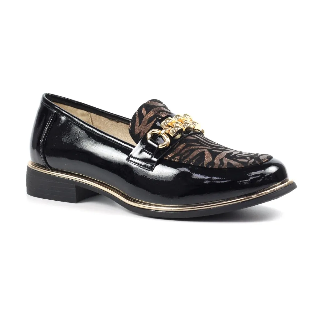 Lunar Womens Wade Loafer Gold Animal Print