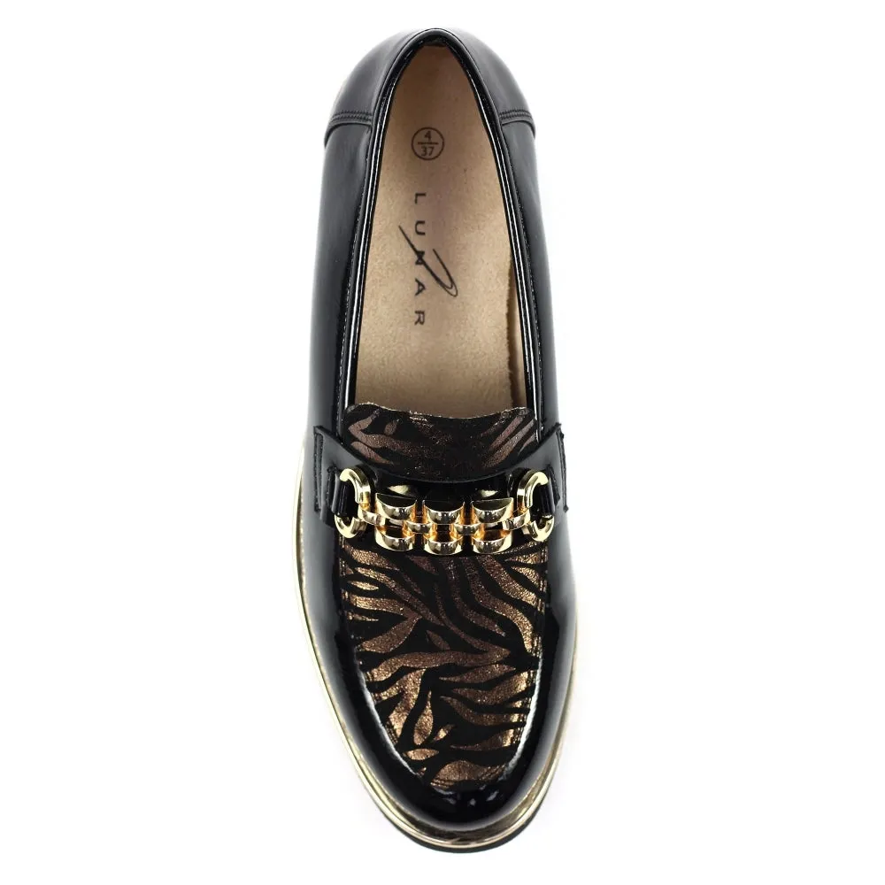 Lunar Womens Wade Loafer Gold Animal Print