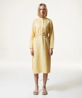 Machka Judge Collar Linen Dress Yellow