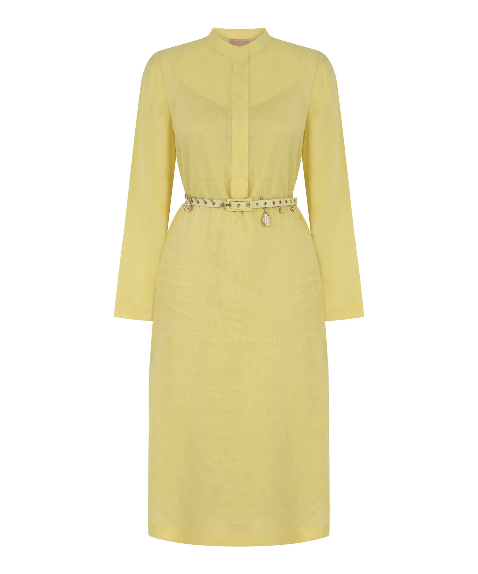 Machka Judge Collar Linen Dress Yellow