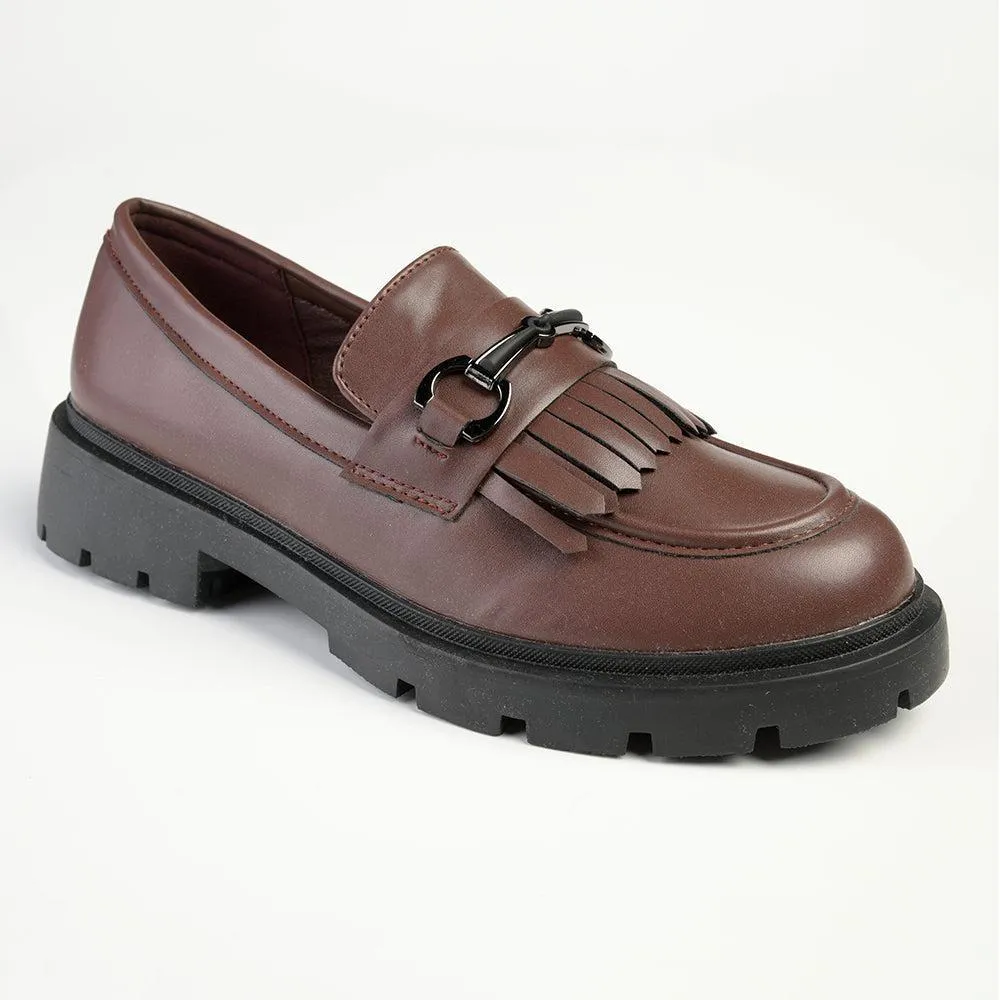 Madison Bess Fringe Loafer - Brown