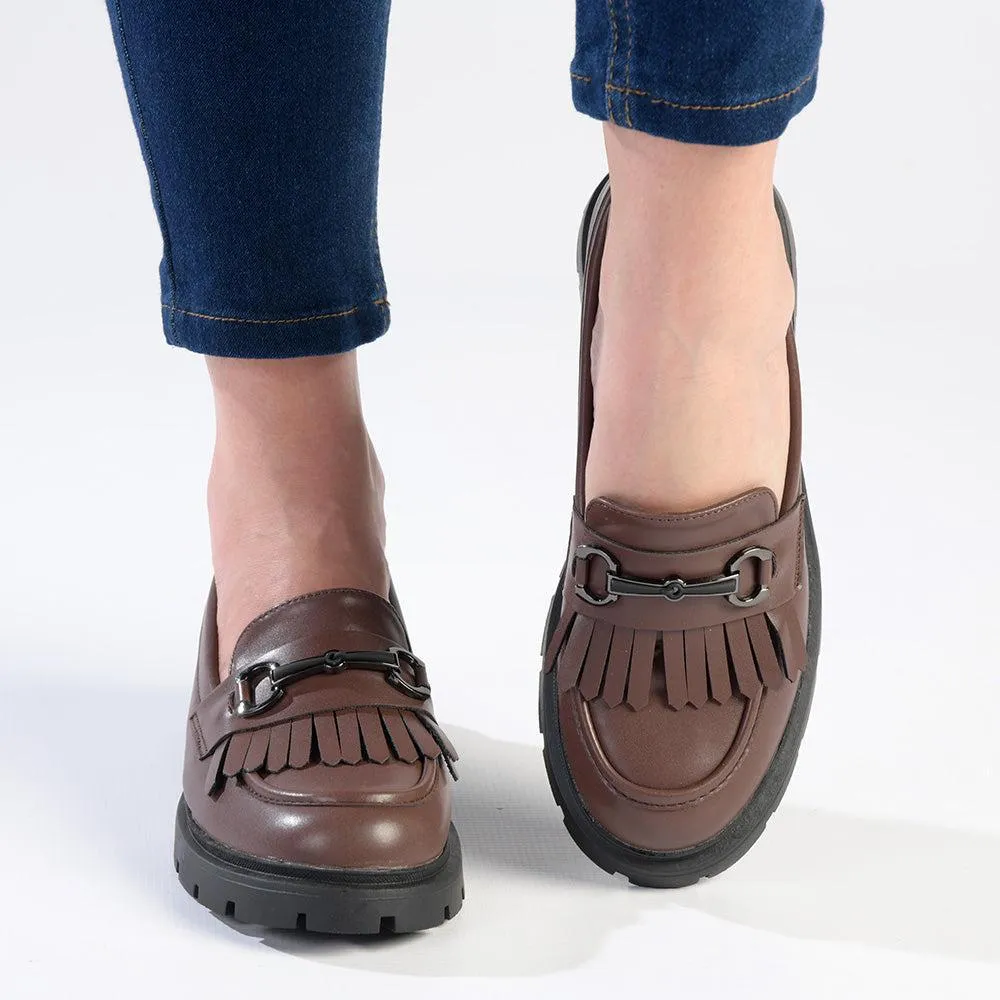 Madison Bess Fringe Loafer - Brown