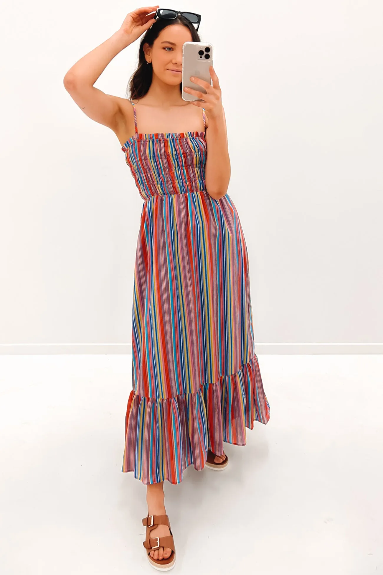 Mariana Midi Dress Multi Stripe