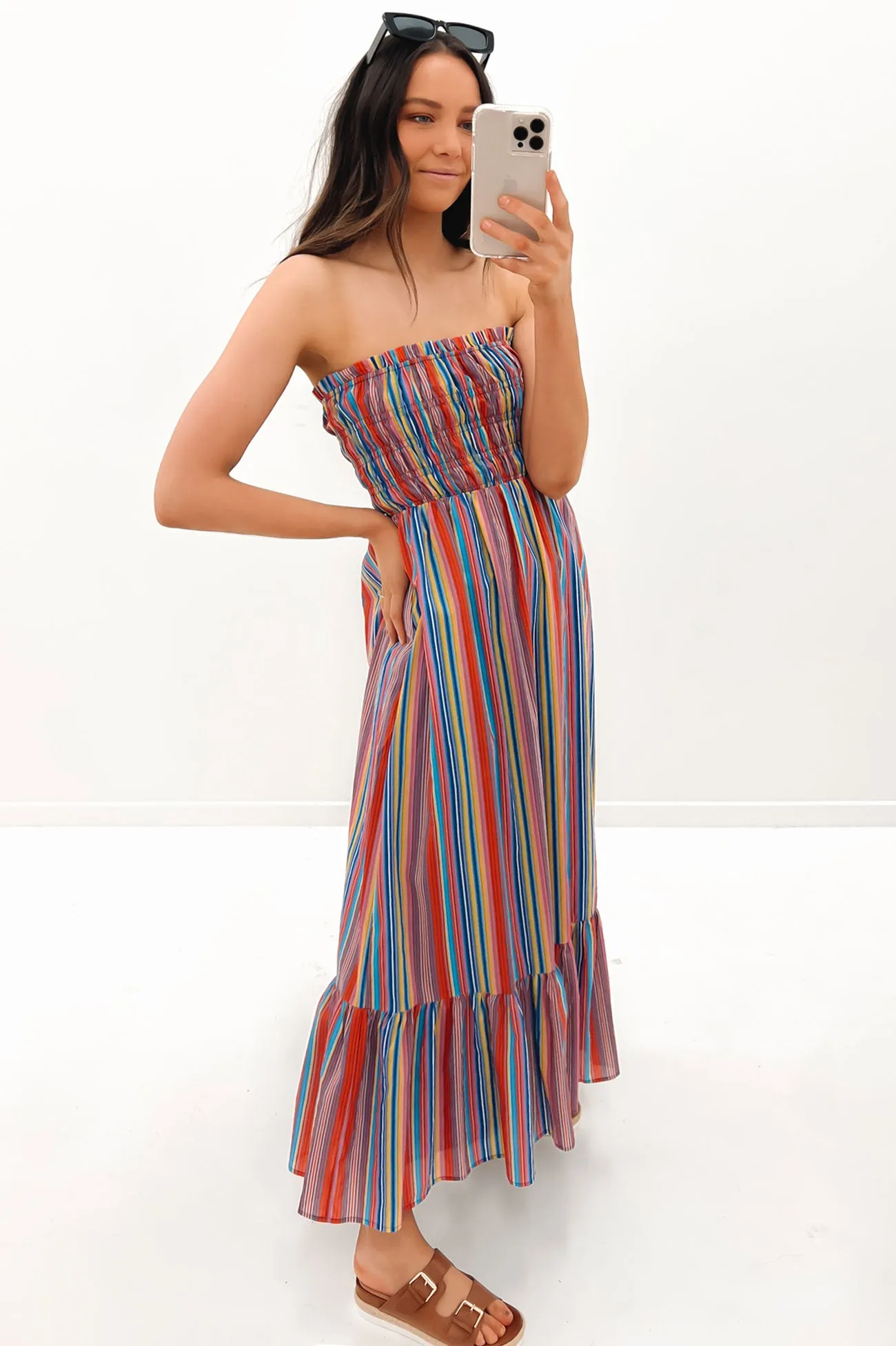 Mariana Midi Dress Multi Stripe