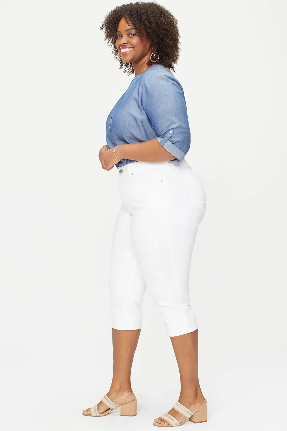 Marilyn Straight Crop Jeans In Plus Size - Optic White