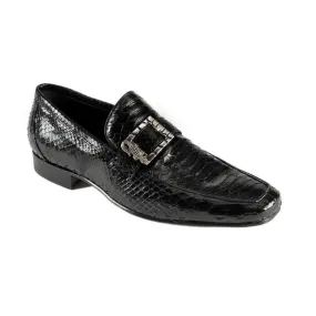 Mauri Men's Designer Shoes Black Exotic Snake-Skin Loafers 4925 (MAO1017)