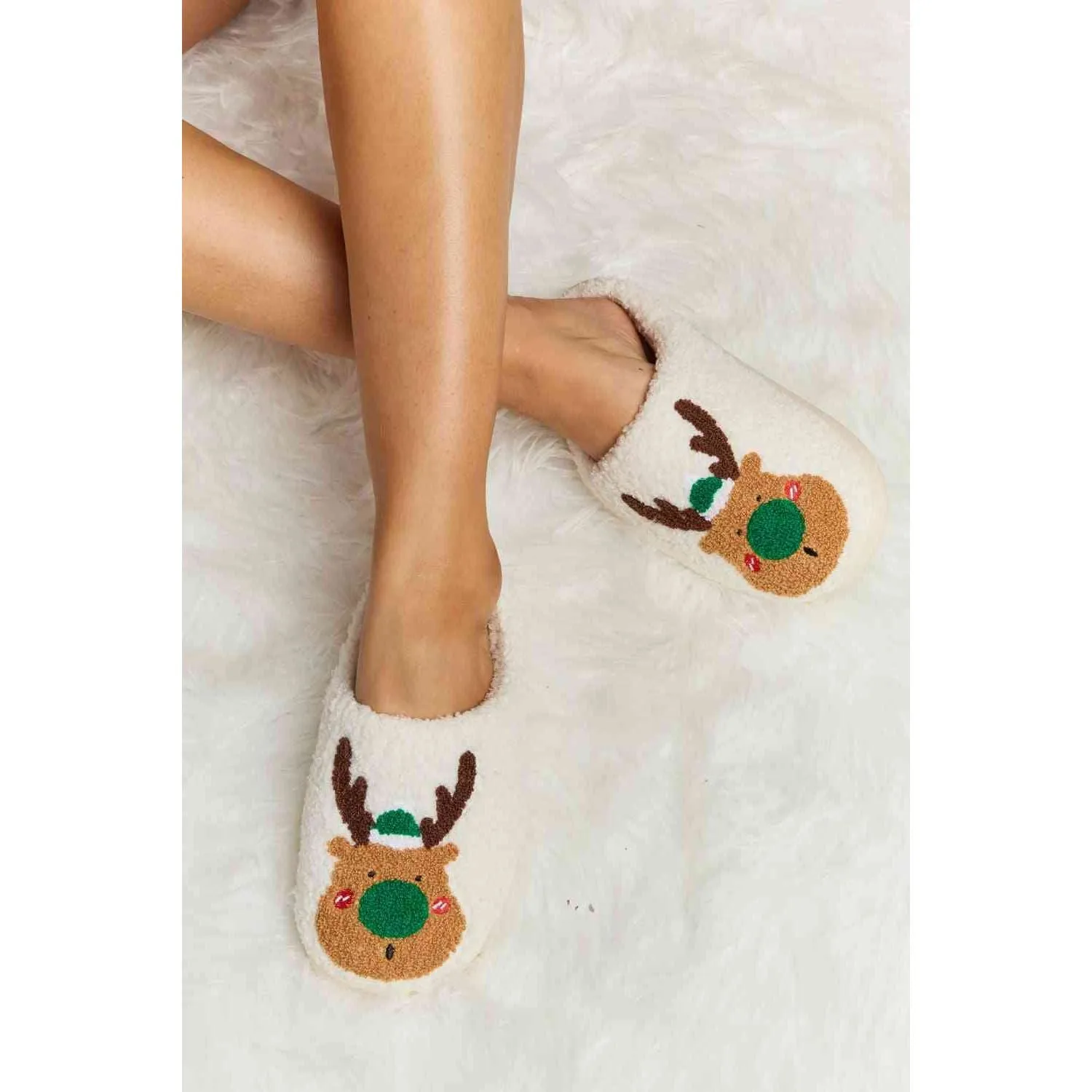 Melody Rudolph Print Plush Slide Slippers