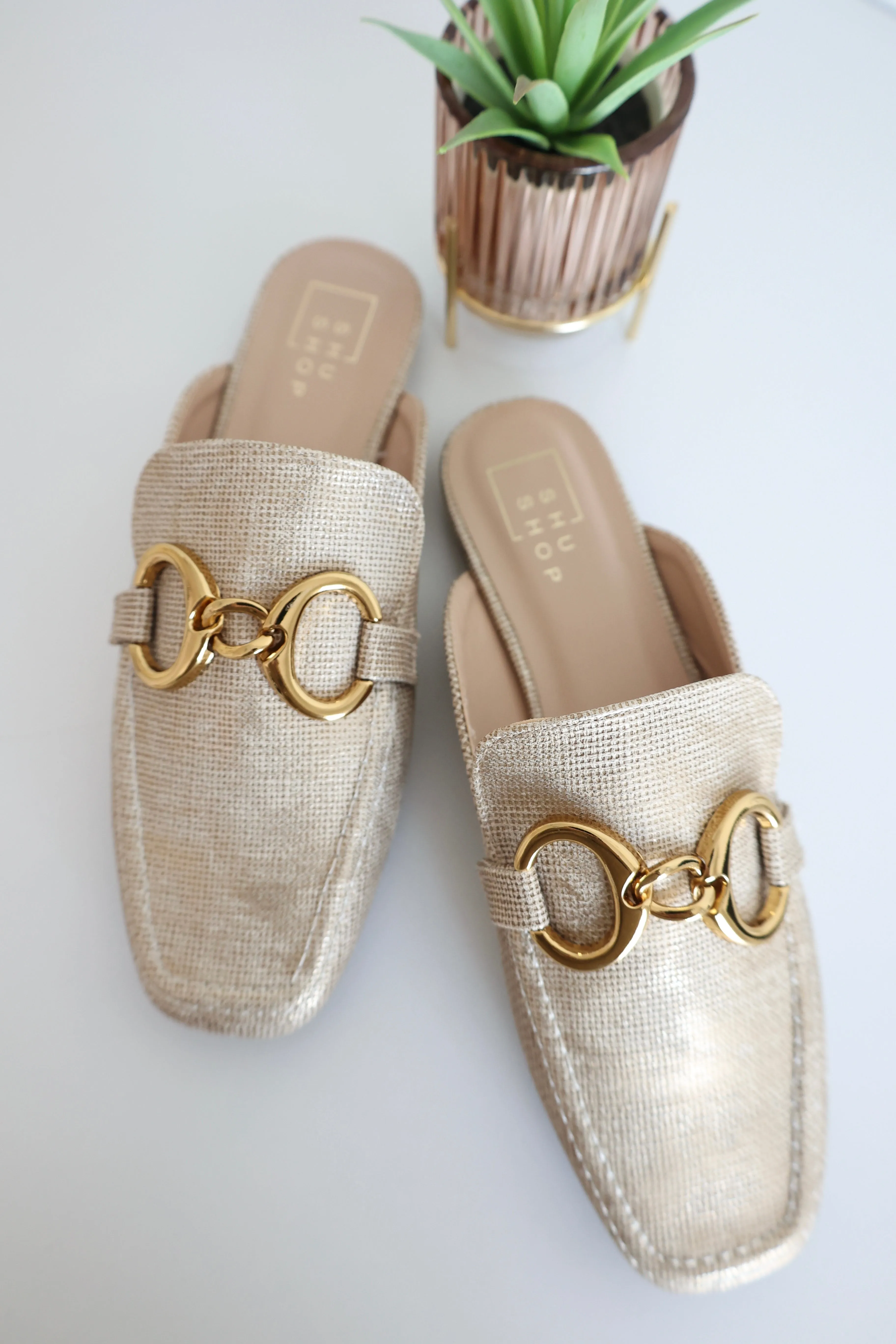 Metallic Meda Mules