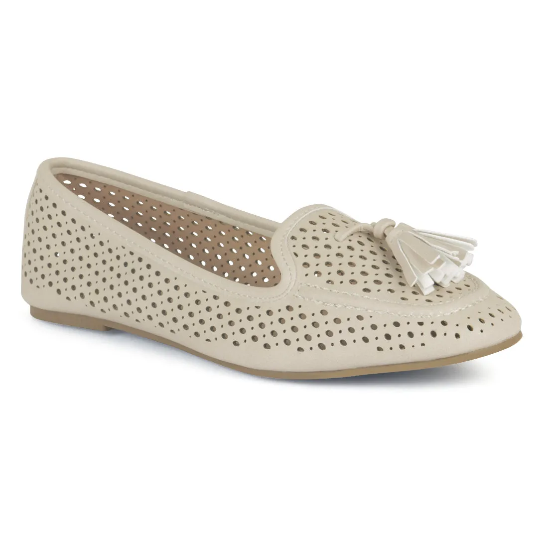 Nude Perforated Microfiber Loafer