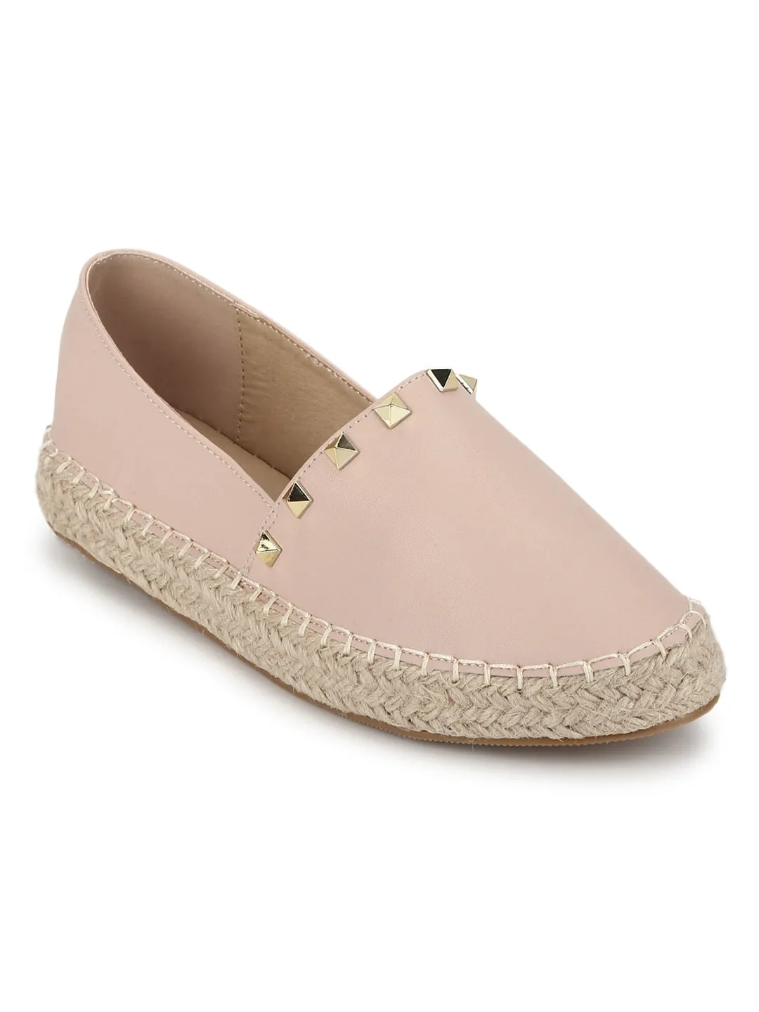 Nude PU Mash Slip On Flats