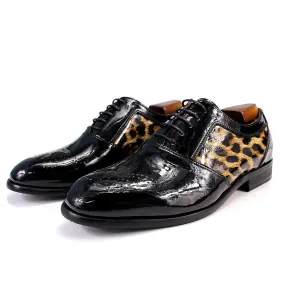 Patchwork Leopard Crocodile Pattern Shoes