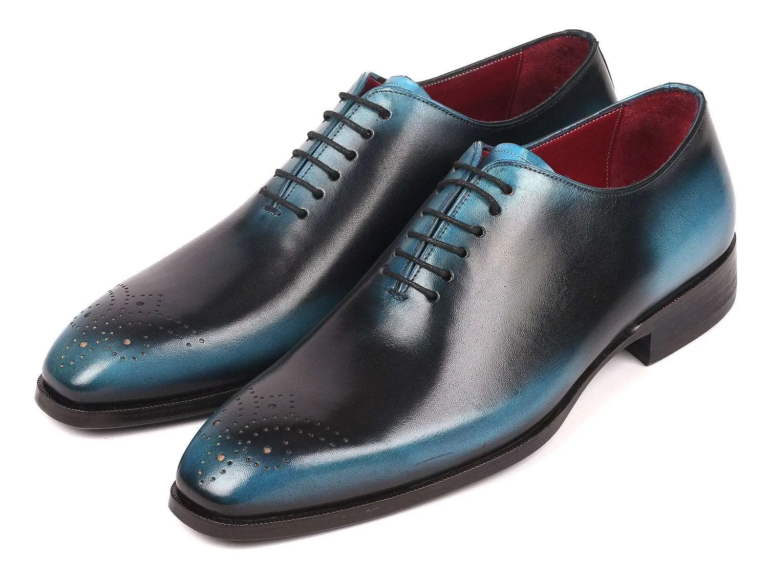 Paul Parkman Black & Blue Hand-painted Oxfords