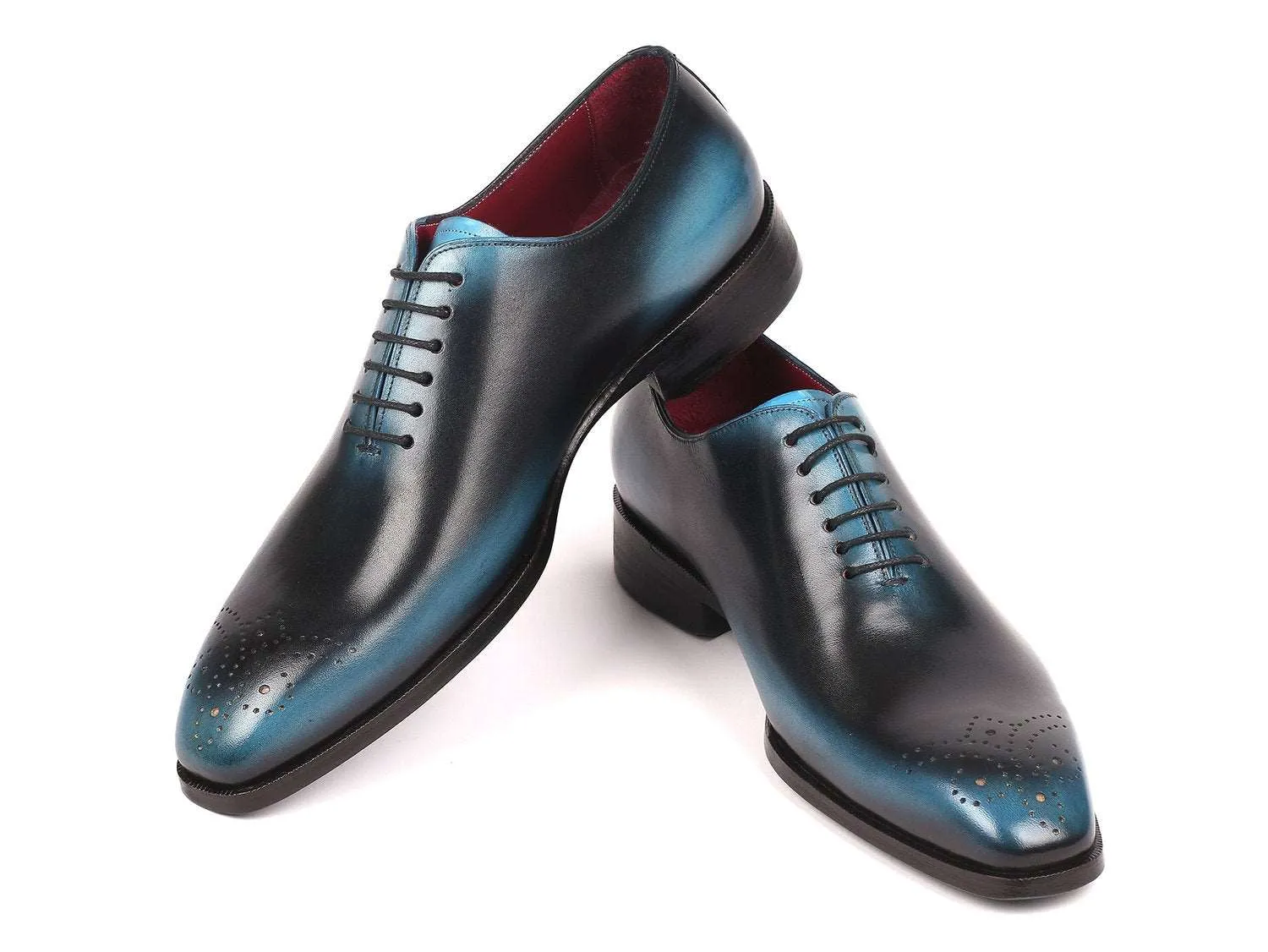 Paul Parkman Black & Blue Hand-painted Oxfords