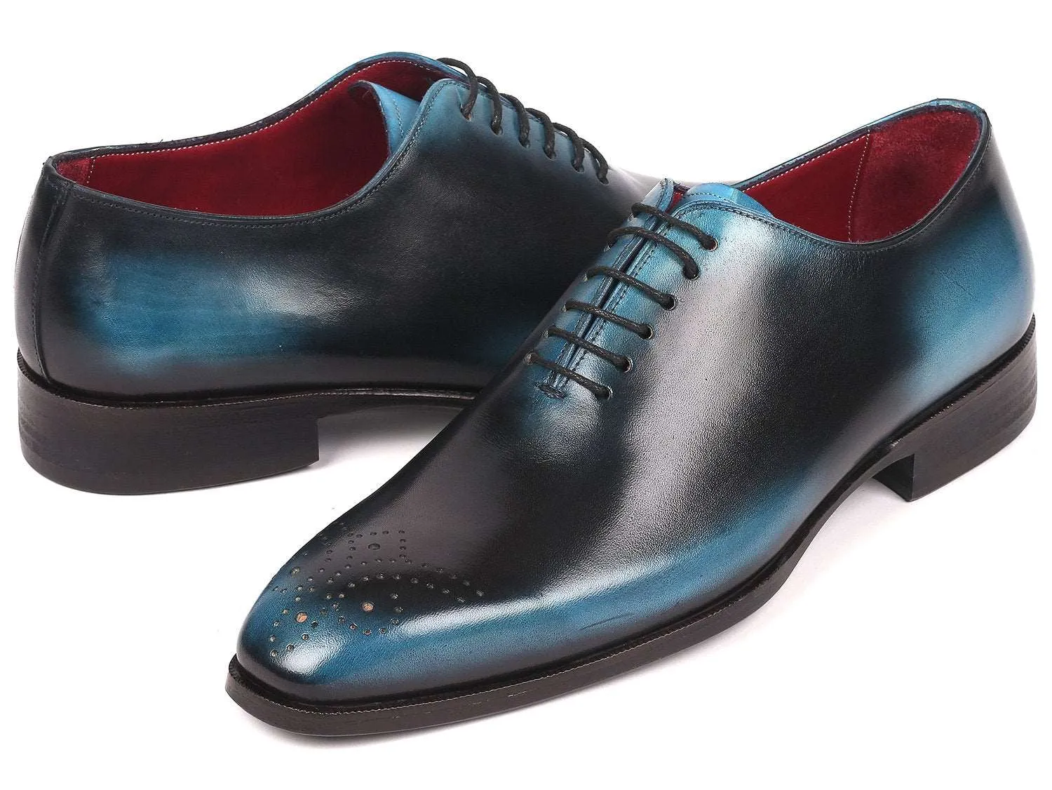 Paul Parkman Black & Blue Hand-painted Oxfords