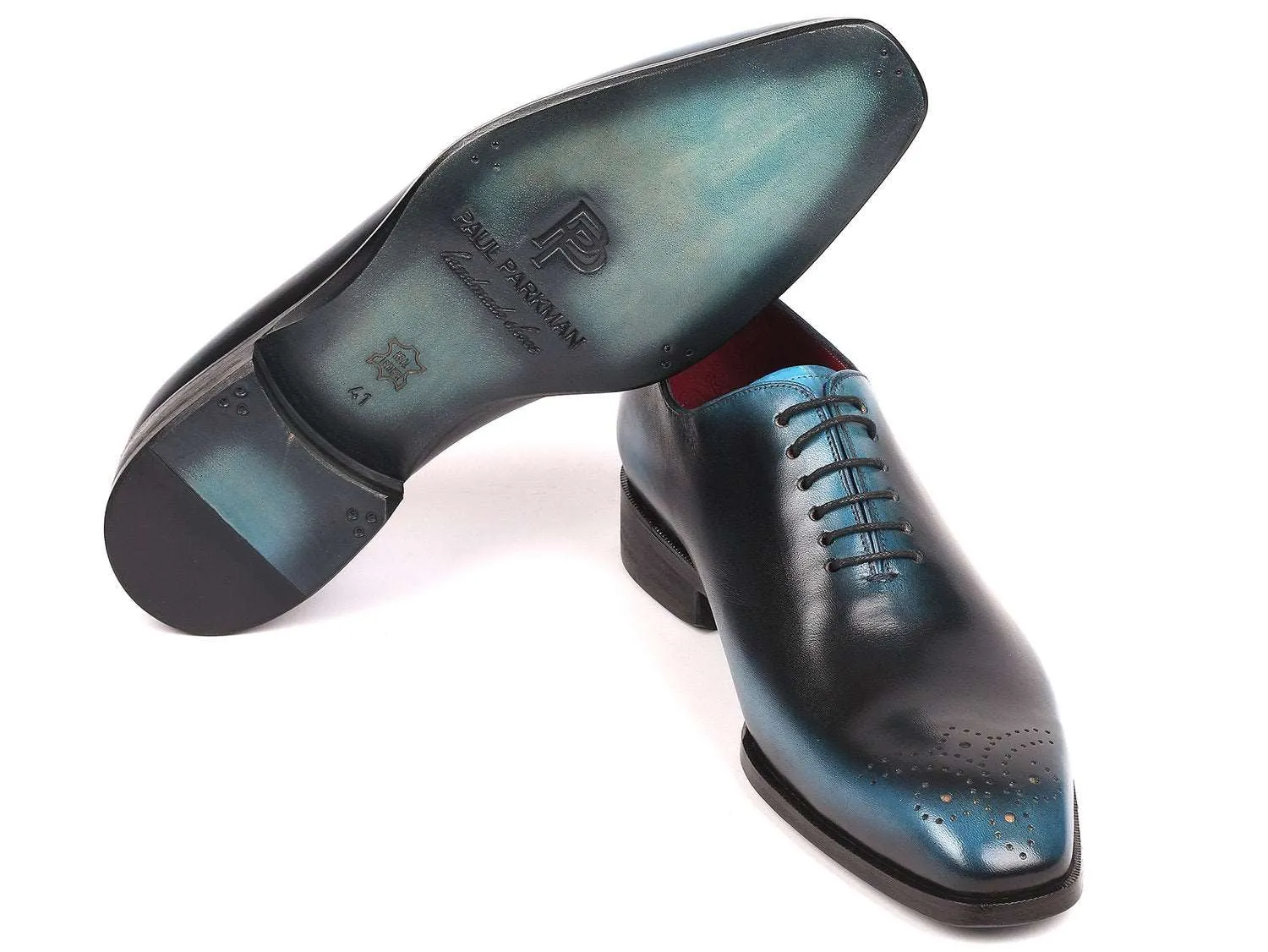 Paul Parkman Black & Blue Hand-painted Oxfords