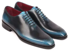 Paul Parkman Black & Blue Hand-painted Oxfords