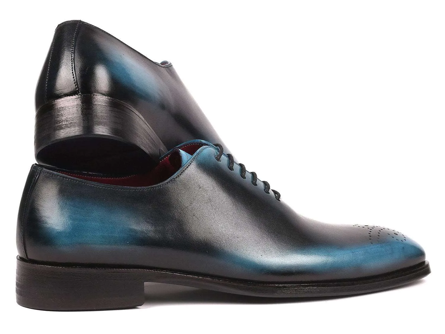 Paul Parkman Black & Blue Hand-painted Oxfords