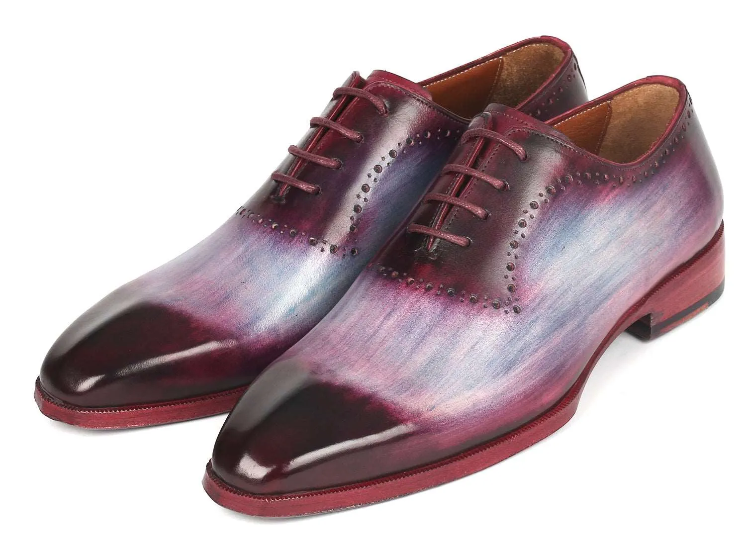 Paul Parkman Blue & Purple Hand-Painted Oxfords