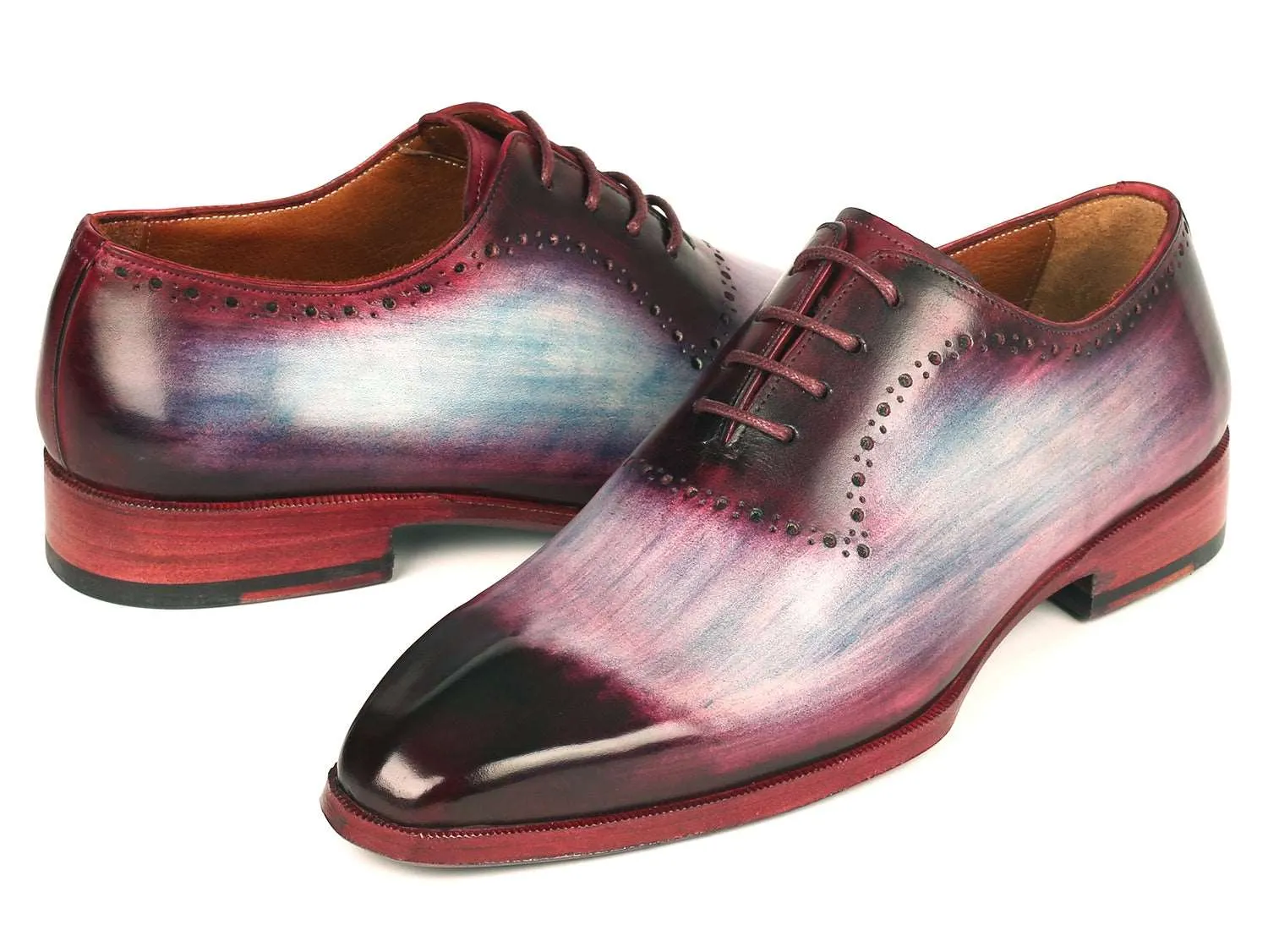 Paul Parkman Blue & Purple Hand-Painted Oxfords