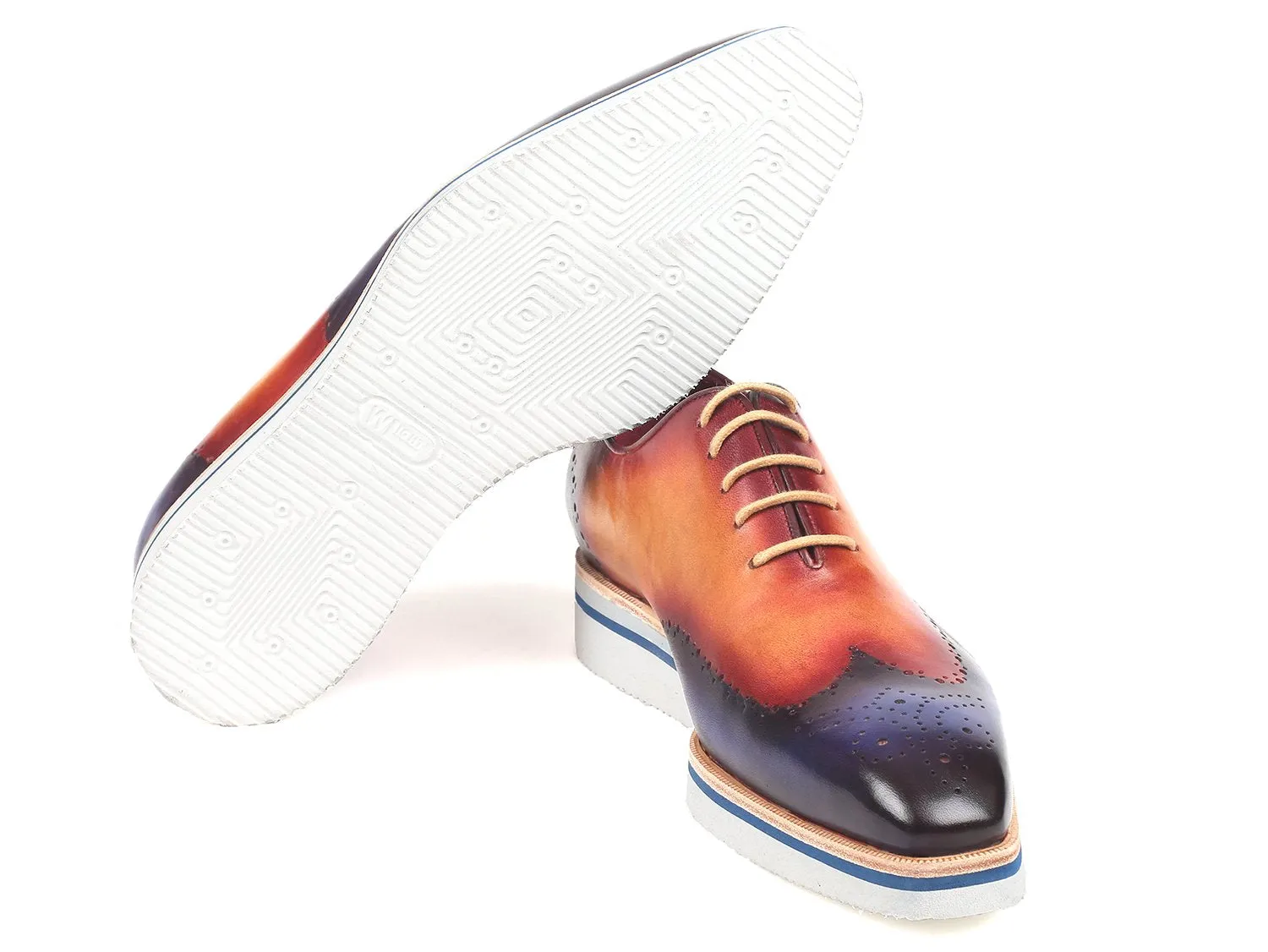 Paul Parkman Men's Blue & Camel Wingtip Oxfords