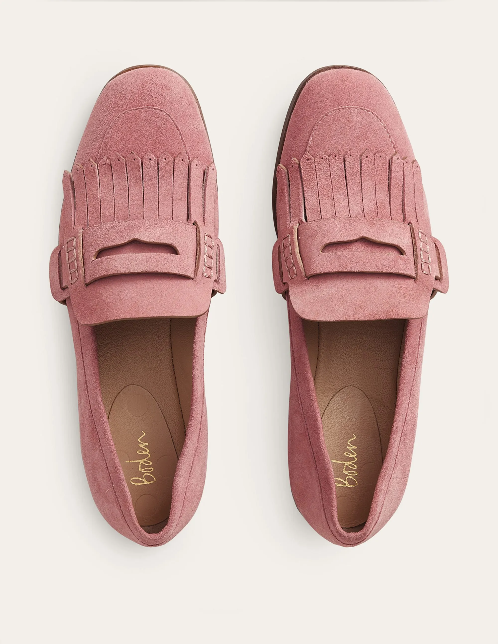 Penny Detail Loafers-Blush Suede