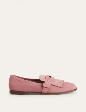 Penny Detail Loafers-Blush Suede