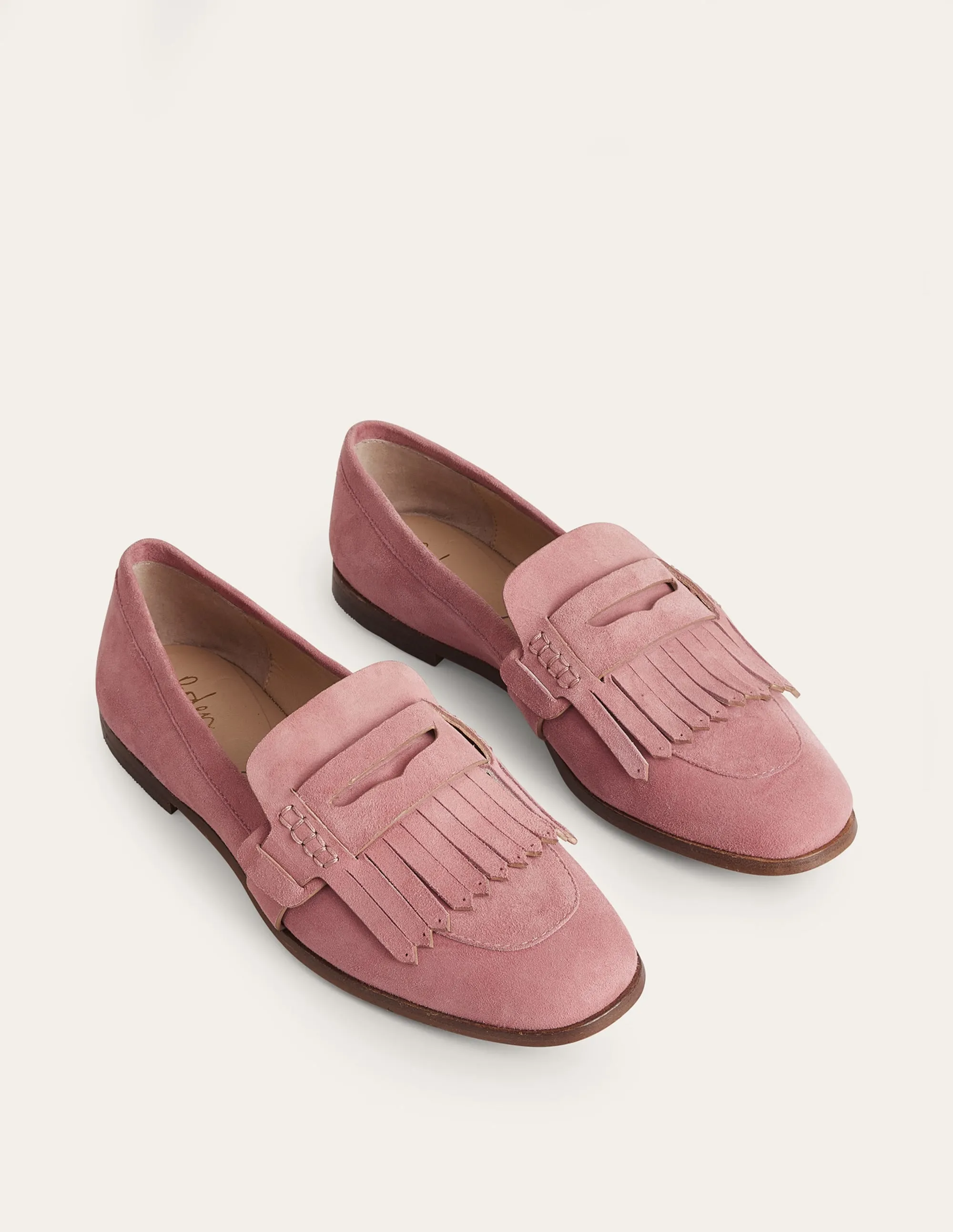 Penny Detail Loafers-Blush Suede