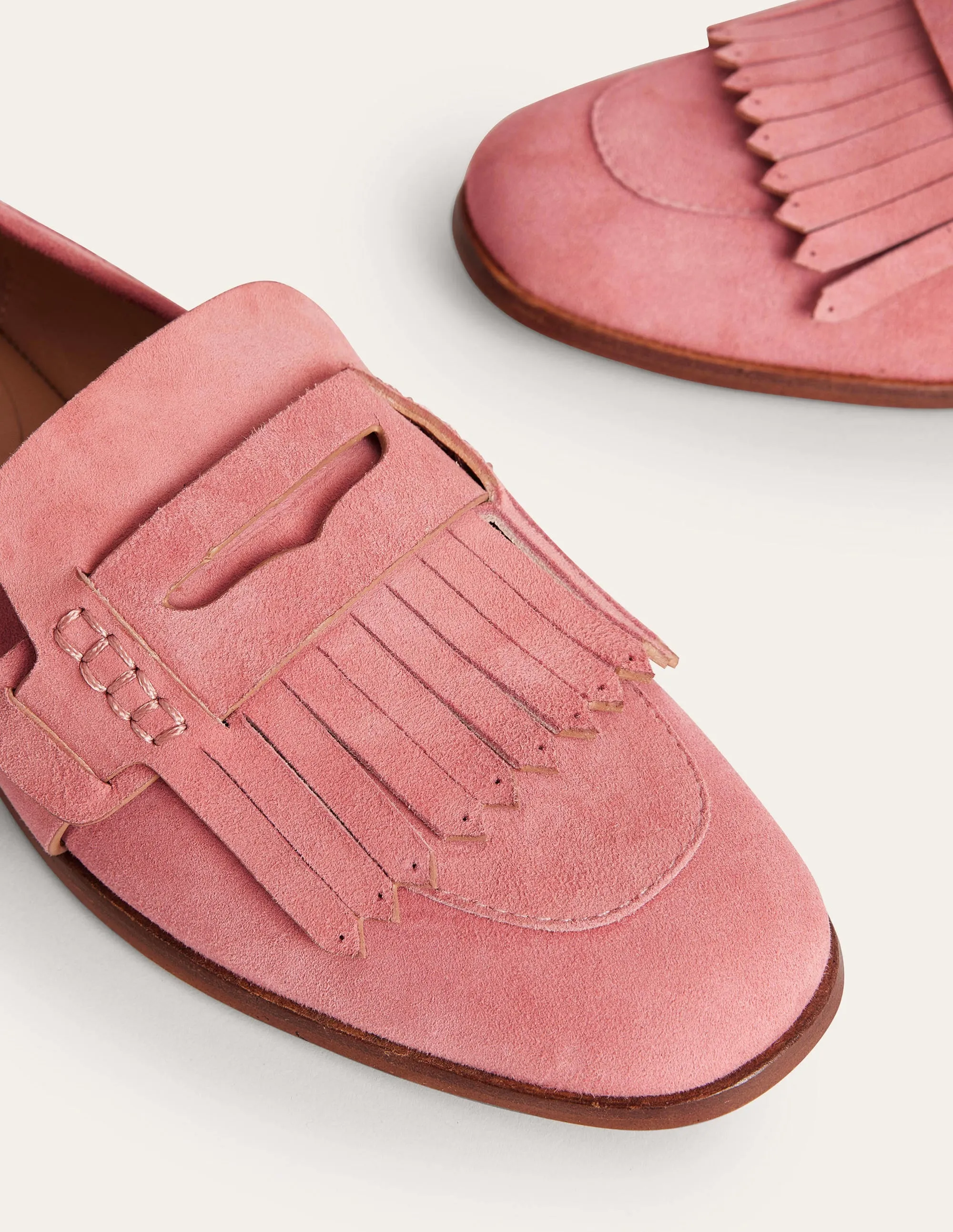 Penny Detail Loafers-Blush Suede