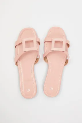 Pink Cut Out Detail Flat Slide