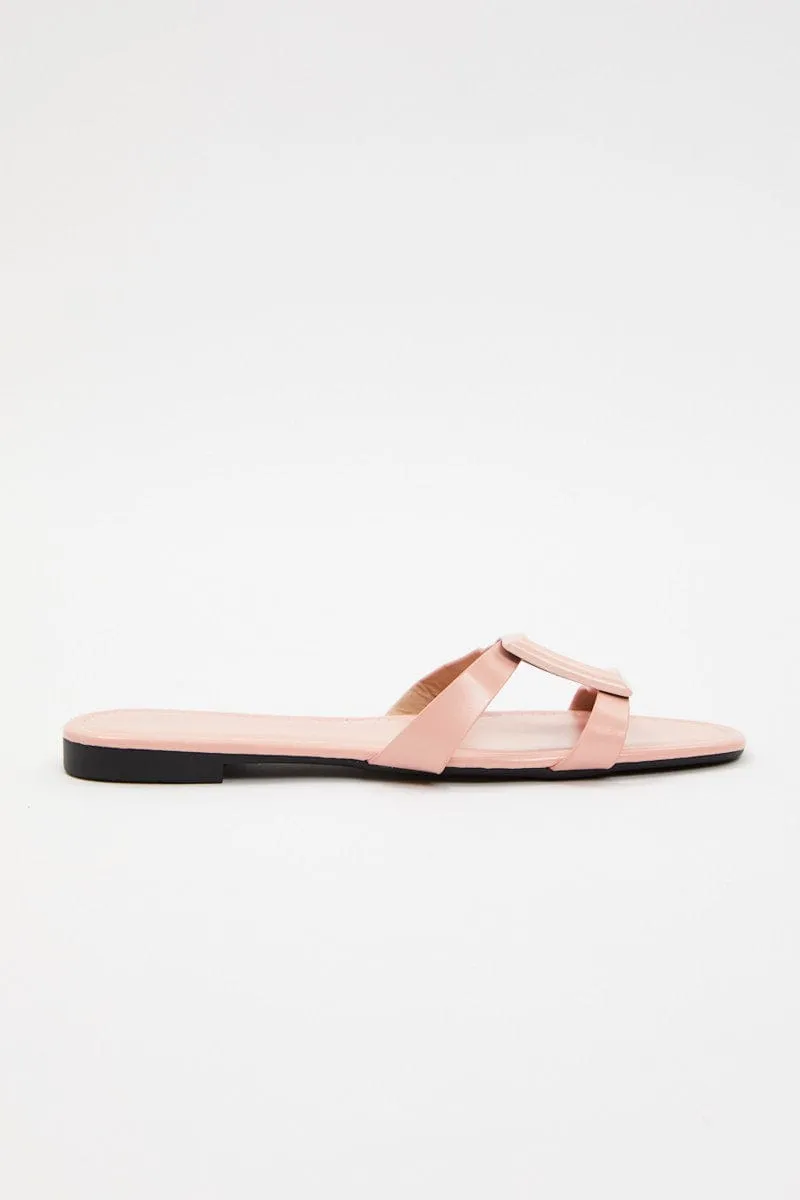 Pink Cut Out Detail Flat Slide