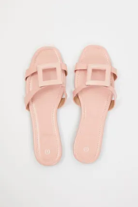 Pink Cut Out Detail Flat Slides