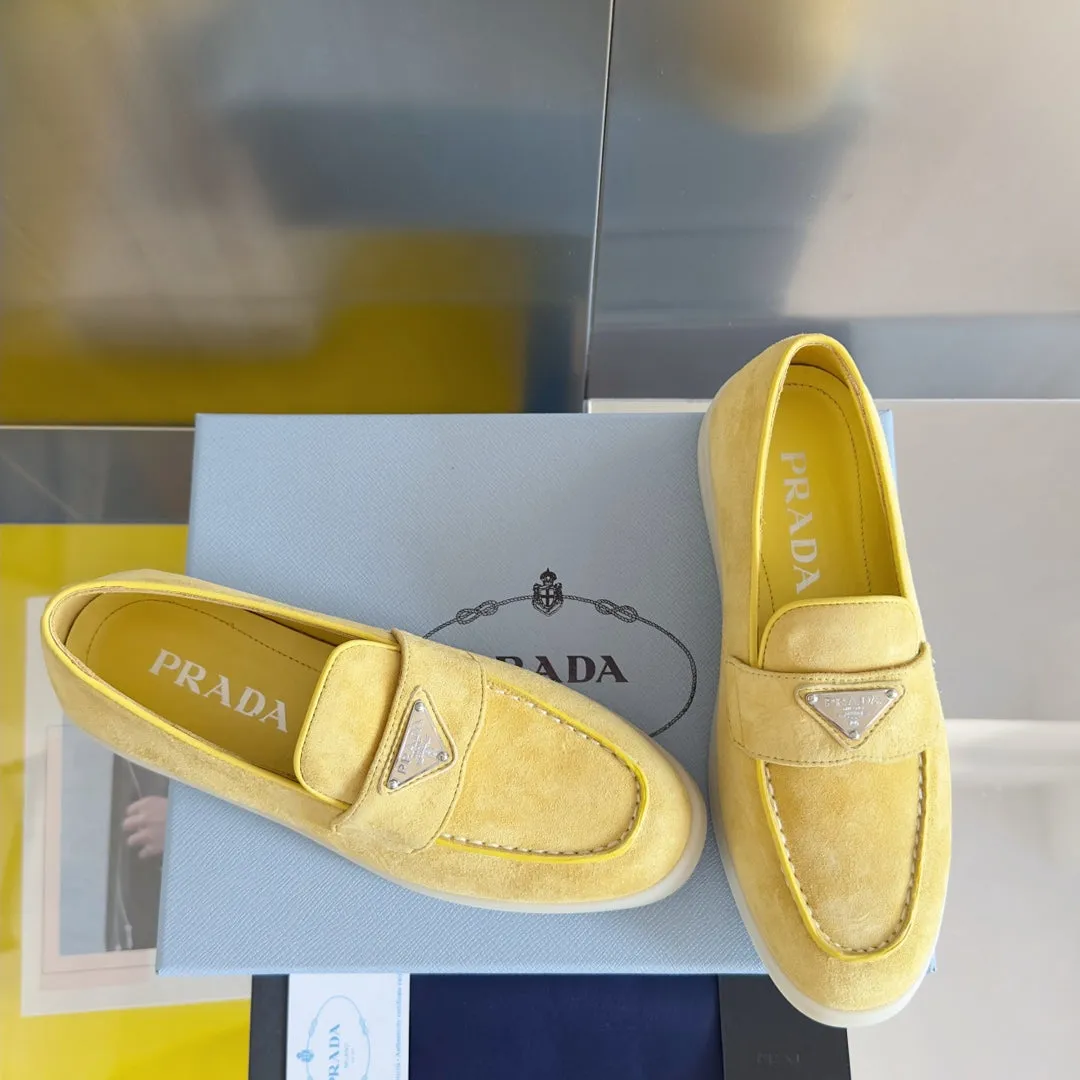 Pra Yellow Suede Leather Loafers 25mm Rubber Sole