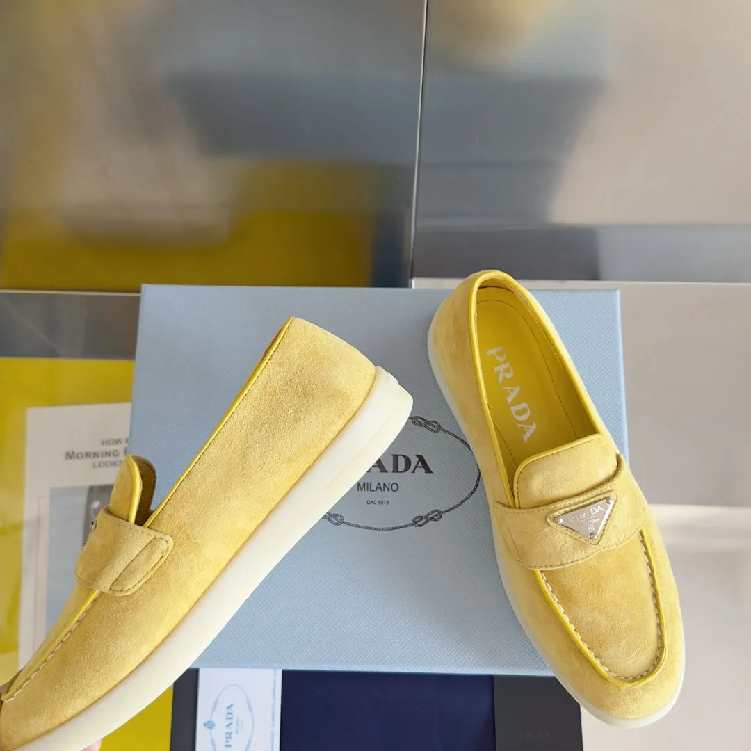 Pra Yellow Suede Leather Loafers 25mm Rubber Sole