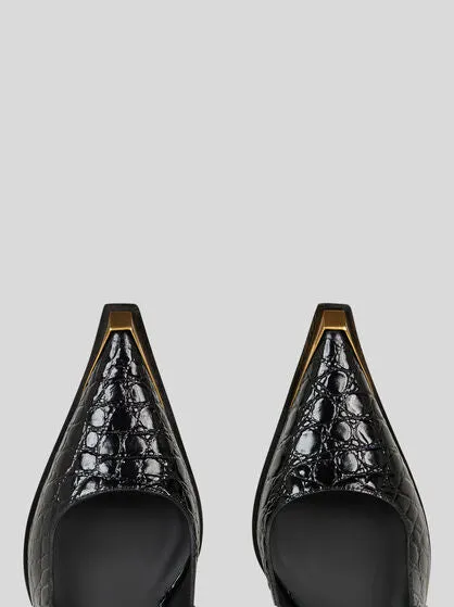 Printed Leather Slingbacks