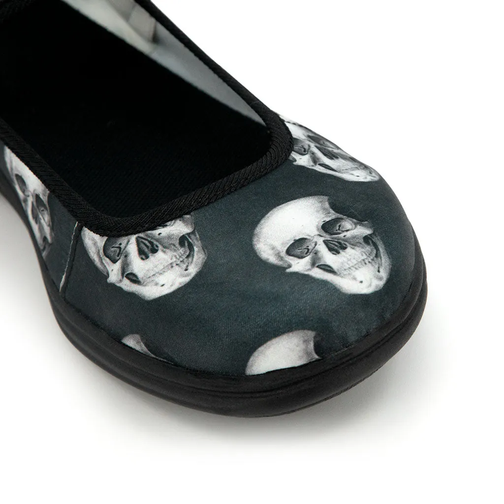 Realistic Skull Satin Mary Jane Flats