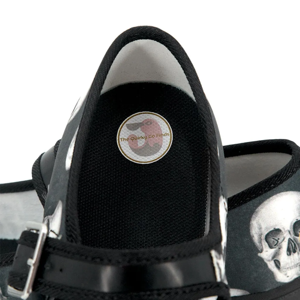 Realistic Skull Satin Mary Jane Flats