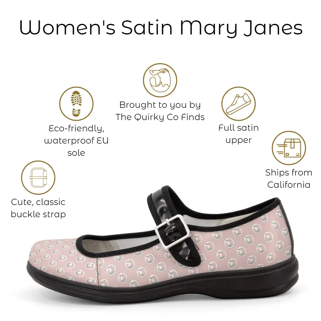 Realistic Skull Satin Mary Jane Flats