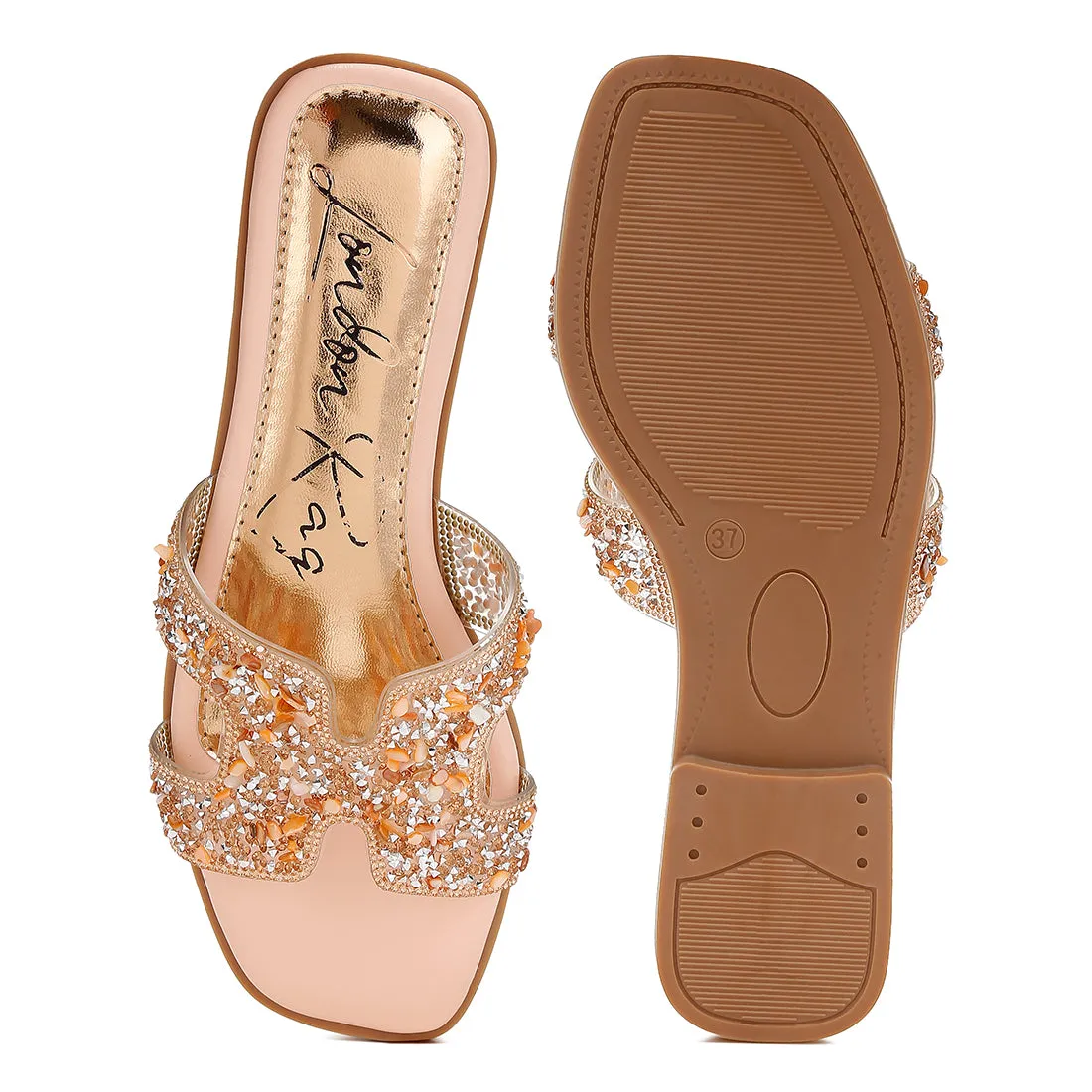 Rhinestone Detail Cut-Out Flats