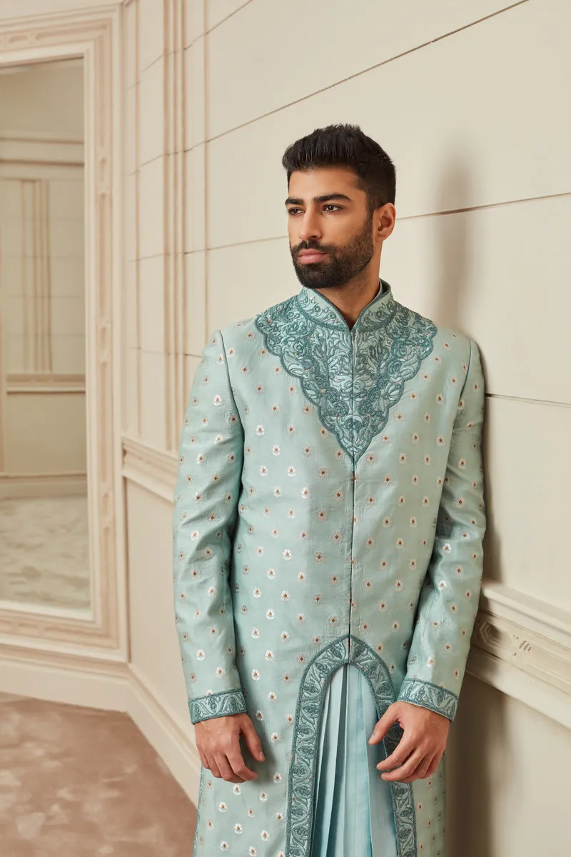 Sea Green Brocade Sherwani